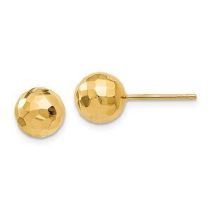 8mm Polished Faceted Ball Post Earrings in 14k Yellow Gold